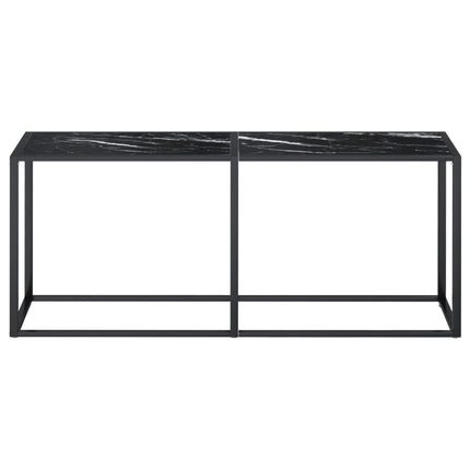 konsolbord 180x35x75,5 cm hærdet glas sort marmor