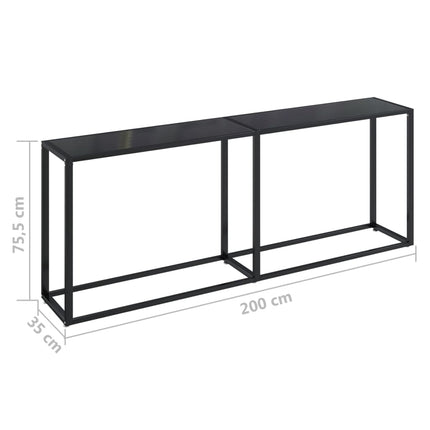 konsolbord 200x35x75,5 cm hærdet glas sort