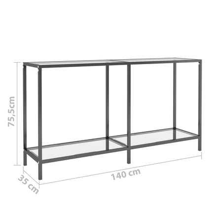 konsolbord 140x35x75,5 cm hærdet glas transparent