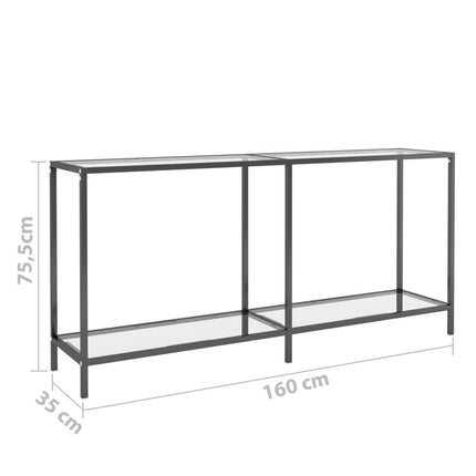 konsolbord 160x35x75,5 cm hærdet glas transparent