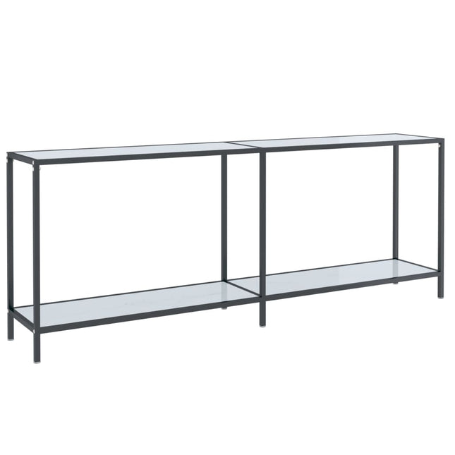 konsolbord 200x35x75,5 cm hærdet glas hvid