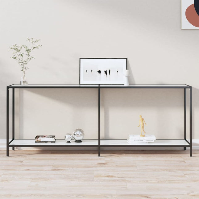 konsolbord 200x35x75,5 cm hærdet glas hvid