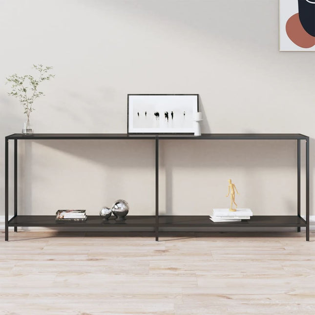 konsolbord 220x35x75,5 cm hærdet glas sort