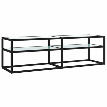 tv-bord 140x40x40,5 cm hærdet glas marmoreffekt hvid