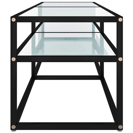 tv-bord 140x40x40,5 cm hærdet glas marmoreffekt hvid