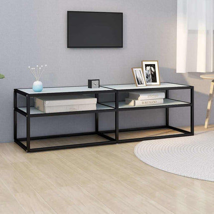 tv-bord 140x40x40,5 cm hærdet glas marmoreffekt hvid