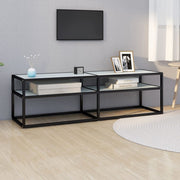 tv-bord 140x40x40,5 cm hærdet glas marmoreffekt hvid