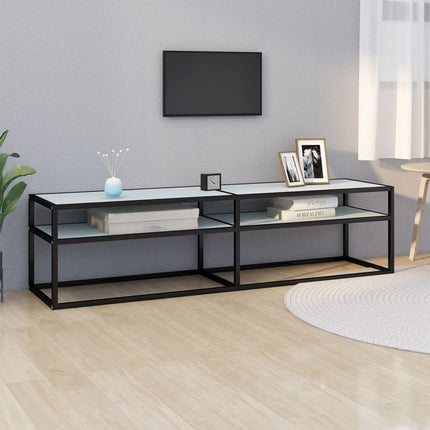 tv-bord 160x40x40,5 cm hærdet glas marmoreffekt hvid
