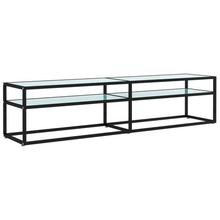 tv-bord 180x40x40,5 cm hærdet glas marmoreffekt hvid