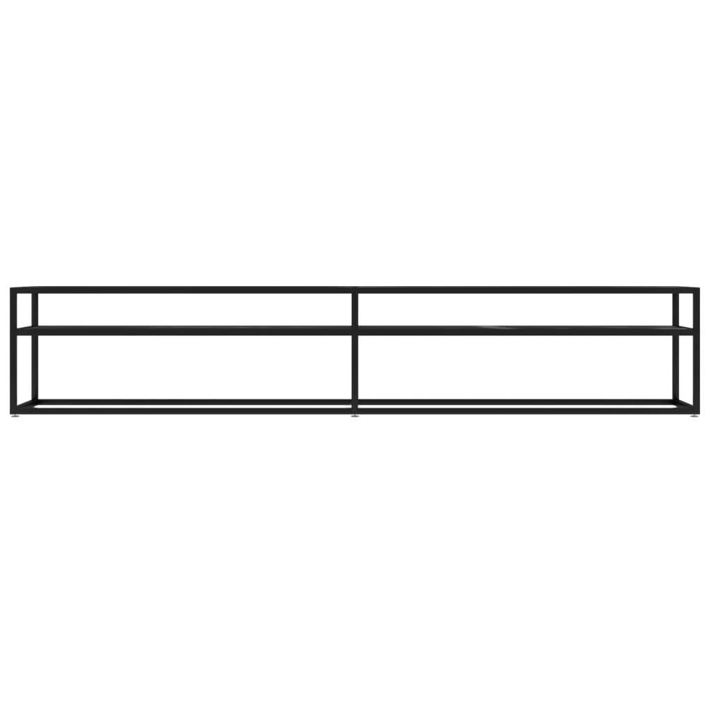 tv-bord 220x40x40,5 cm hærdet glas marmoreffekt sort