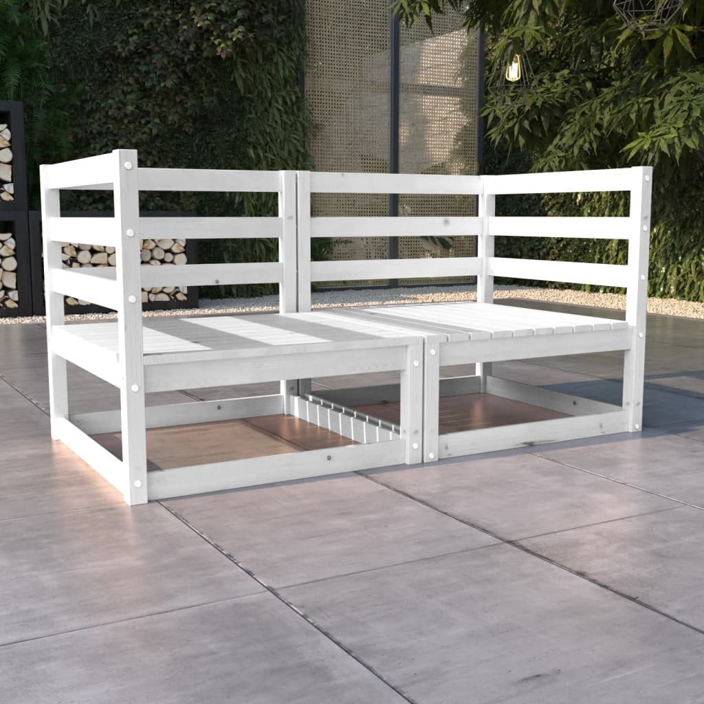 2-personers havesofa massivt fyrretr hvid