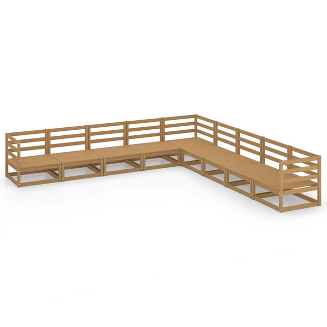loungesæt til haven 9 dele massivt fyrretræ gyldenbrun