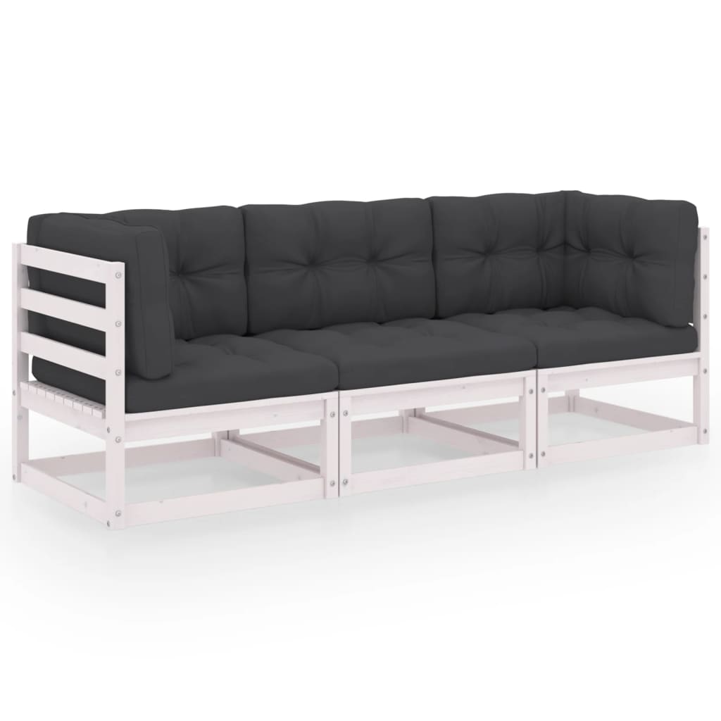 3-personers sofa med hynder massivt fyrretr