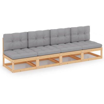 4-personers sofa med hynder massivt fyrretræ