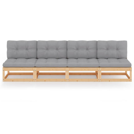 4-personers sofa med hynder massivt fyrretræ