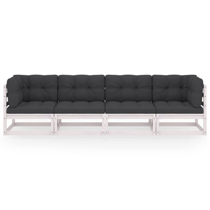 4-personers havesofa med hynder massivt akacietræ