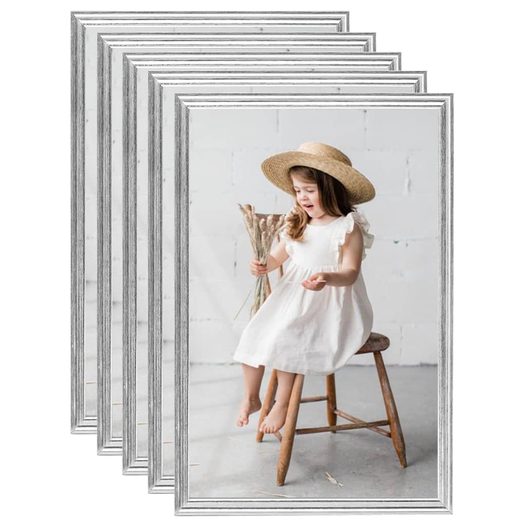billedrammer 5 stk. til væg 70x90 cm MDF sølvfarvet