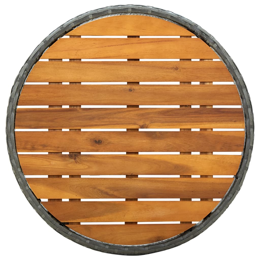 tebord 60 cm massivt akacietræ og polyrattan grå