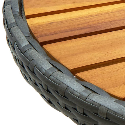 tebord 60 cm massivt akacietræ og polyrattan grå