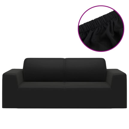 elastisk 2-personers sofabetræk polyesterjersey sort