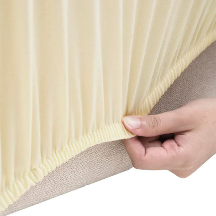 elastisk 4-personers sofabetræk polyesterjersey cremefarvet
