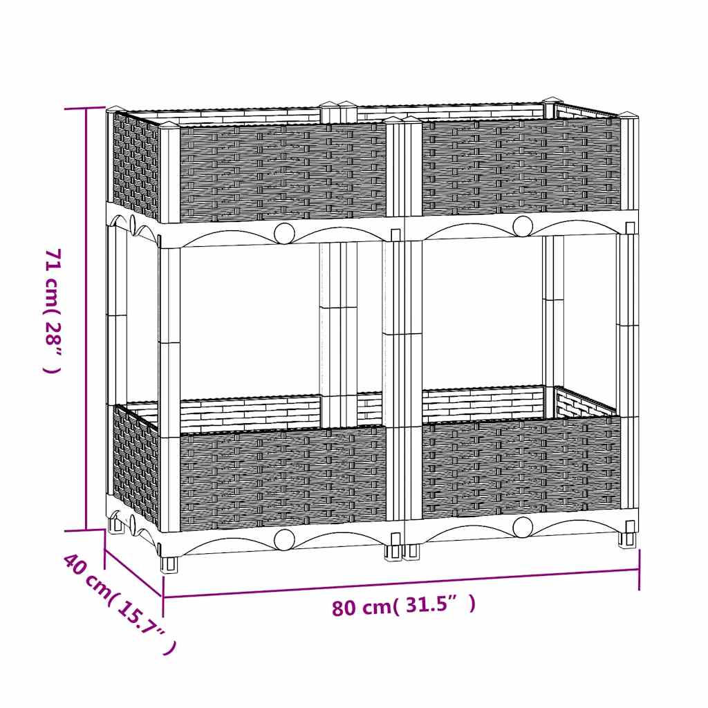 højbed 80x40x71 cm polypropylen