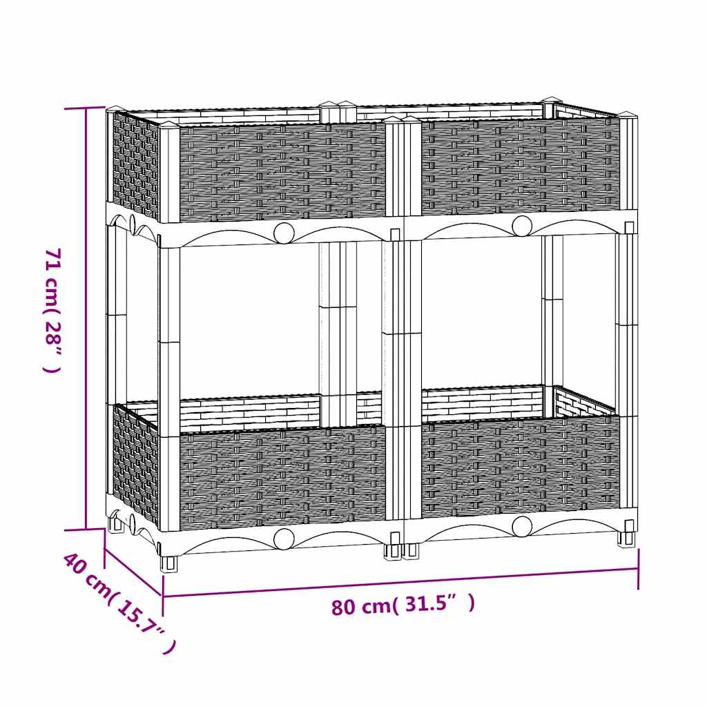 højbed 80x40x71 cm polypropylen