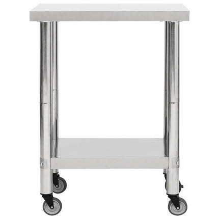 arbejdsbord med hjul til køkken 80x45x85 cm rustfrit stål