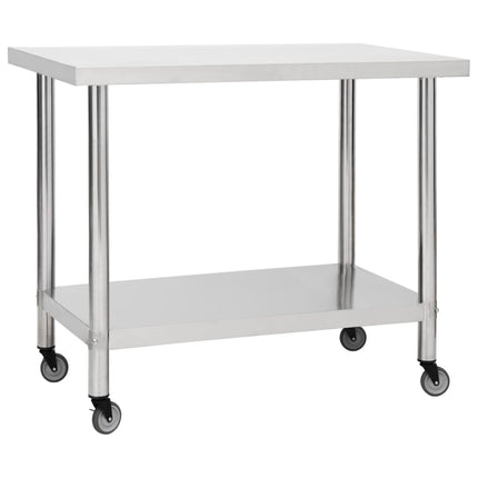 arbejdsbord med hjul til køkken 80x60x85 cm rustfrit stål