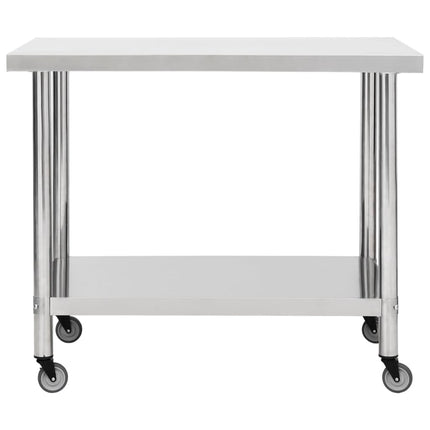 arbejdsbord med hjul til køkken 80x60x85 cm rustfrit stål