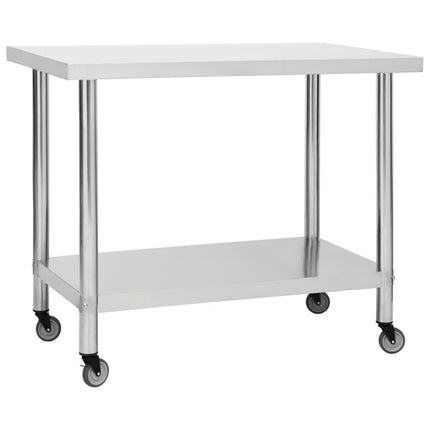 arbejdsbord med hjul til køkken 100x45x85 cm rustfrit stål