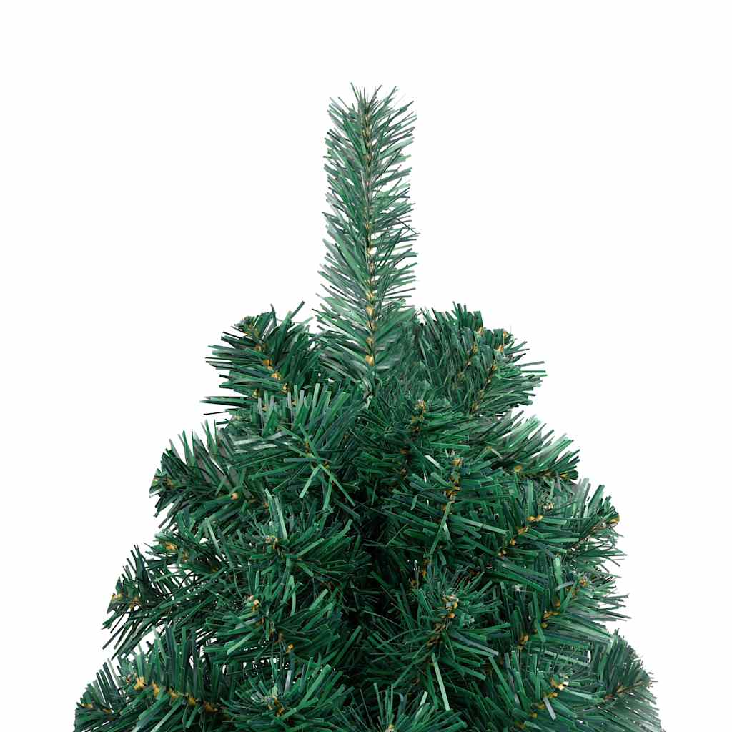 kunstigt halvt juletræ med lys og kuglesæt 120 cm grøn