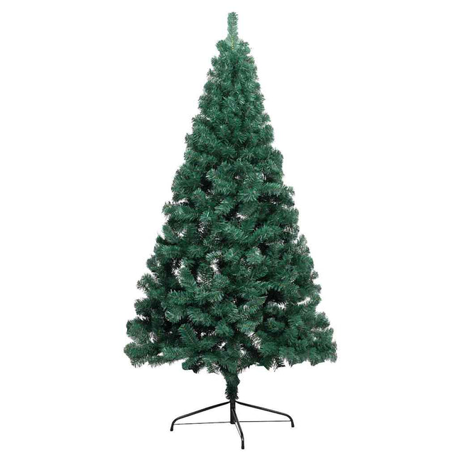 kunstigt halvt juletræ med lys og kuglesæt 180 cm grøn