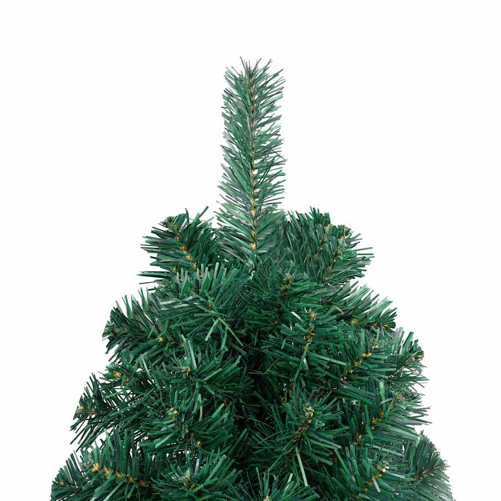 kunstigt halvt juletræ med lys og kuglesæt 180 cm grøn