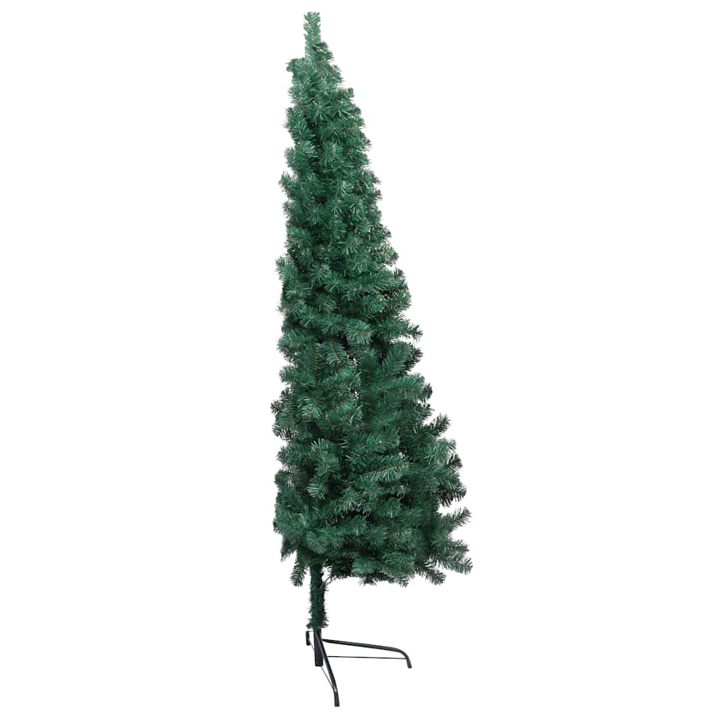 kunstigt halvt juletræ med lys og kuglesæt 210 cm grøn
