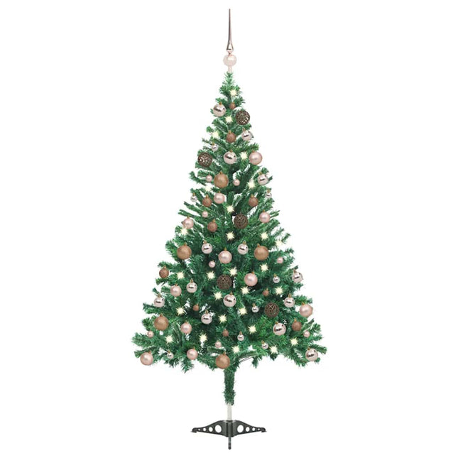 kunstigt juletræ med lys og kuglesæt 120 cm 230 grene