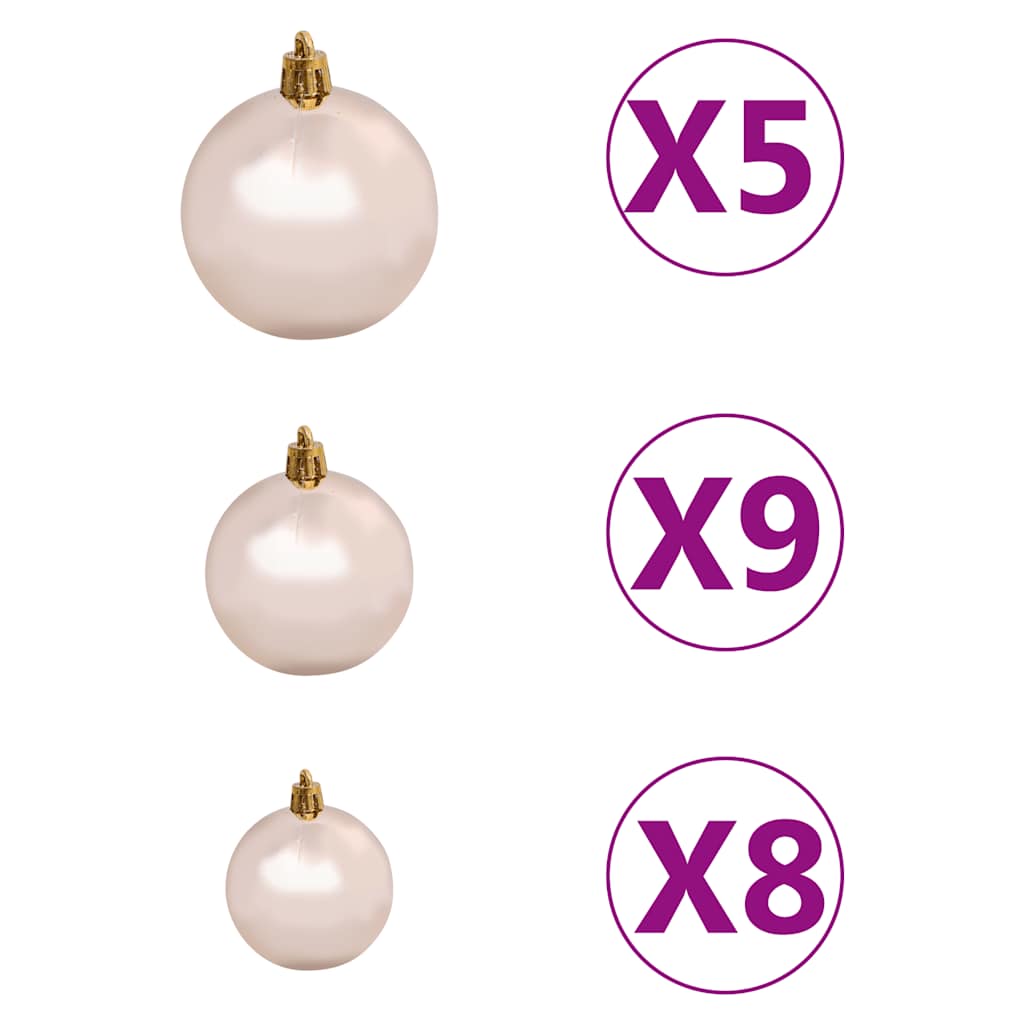 kunstigt juletræ med lys og kuglesæt 180 cm 564 grene