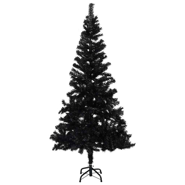 kunstigt juletræ med lys og kuglesæt 120 cm PVC sort
