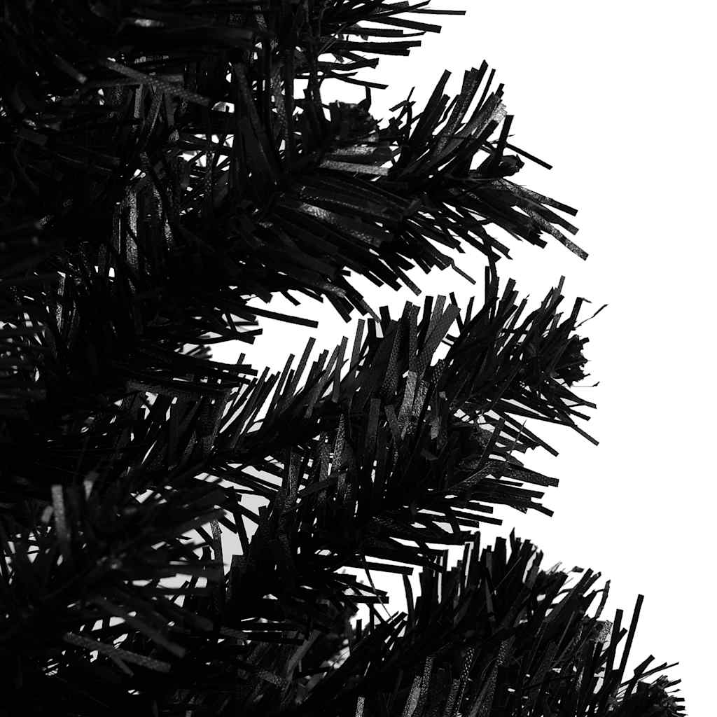 kunstigt juletræ med lys og kuglesæt 150 cm PVC sort