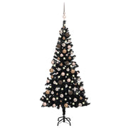 kunstigt juletræ med lys og kuglesæt 180 cm PVC sort