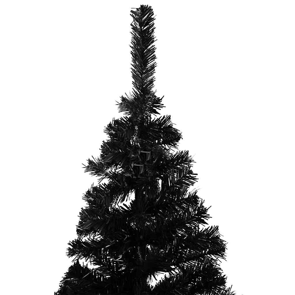 kunstigt juletræ med lys og kuglesæt 180 cm PVC sort