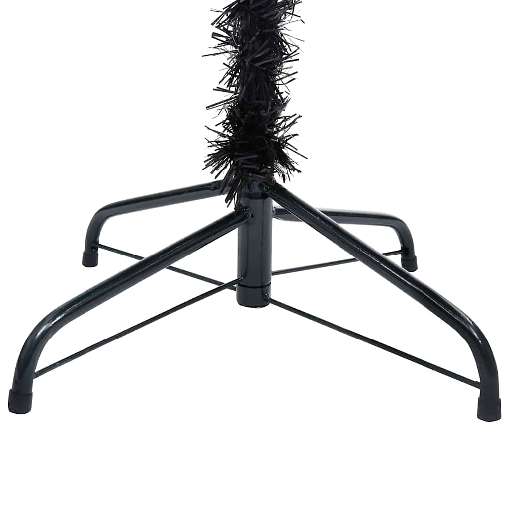 kunstigt juletræ med lys og kuglesæt 180 cm PVC sort