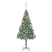 juletræ med lys + julekugler og grankogler 180 cm