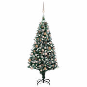 kunstigt juletræ med LED og kuglesæt og fyrrekogler 180 cm