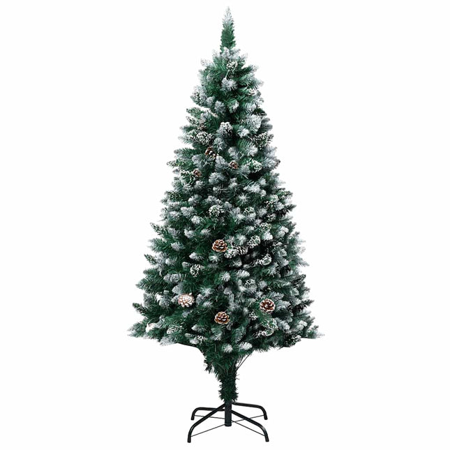 kunstigt juletræ med LED og kuglesæt og fyrrekogler 180 cm