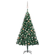 kunstigt juletræ med lys og kuglesæt 180 cm PVC grøn