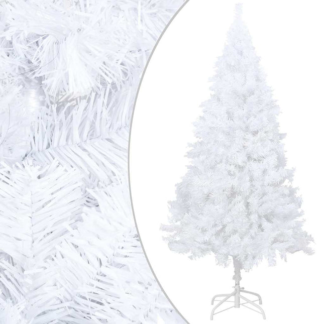 kunstigt juletræ med lys og kuglesæt 120 cm PVC hvid