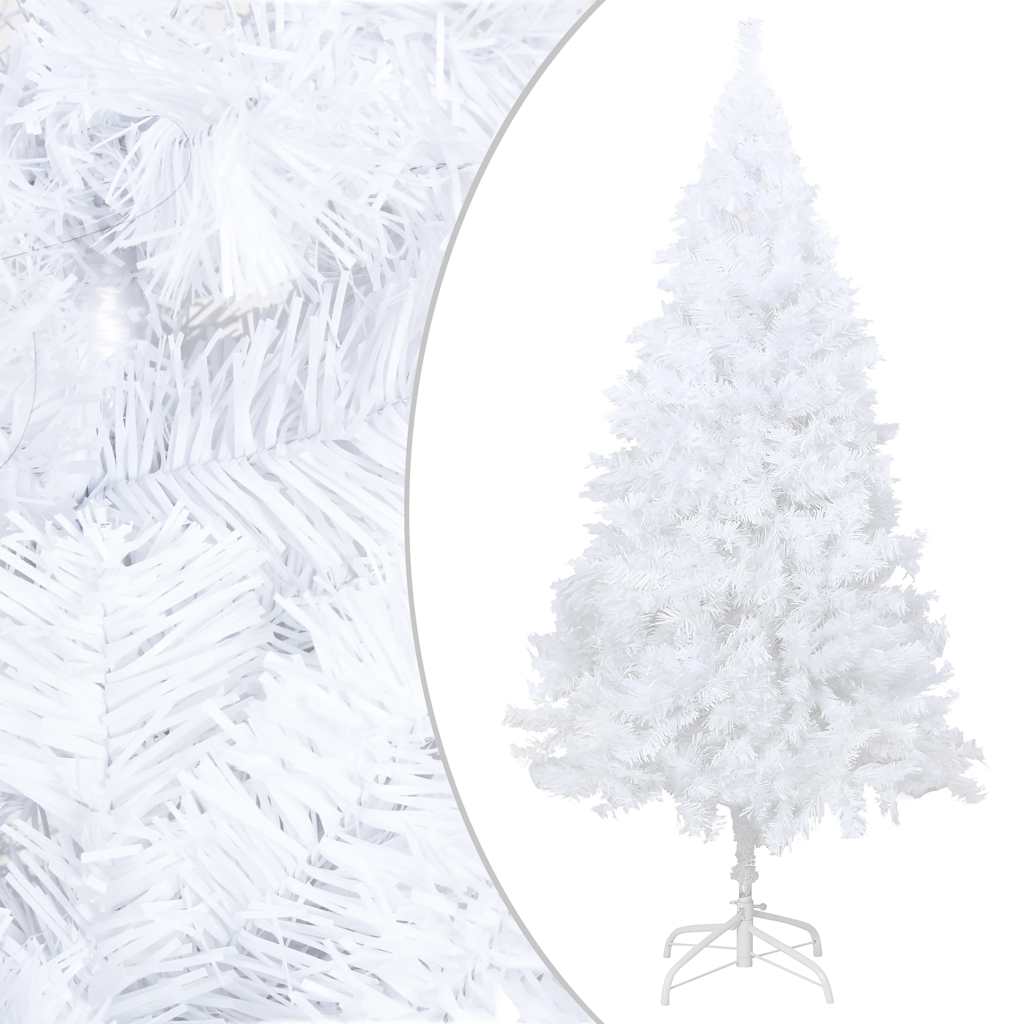kunstigt juletræ med lys og kuglesæt 150 cm PVC hvid