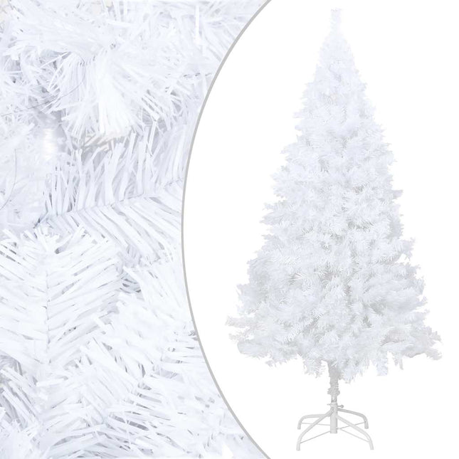 kunstigt juletræ med lys og kuglesæt 150 cm PVC hvid
