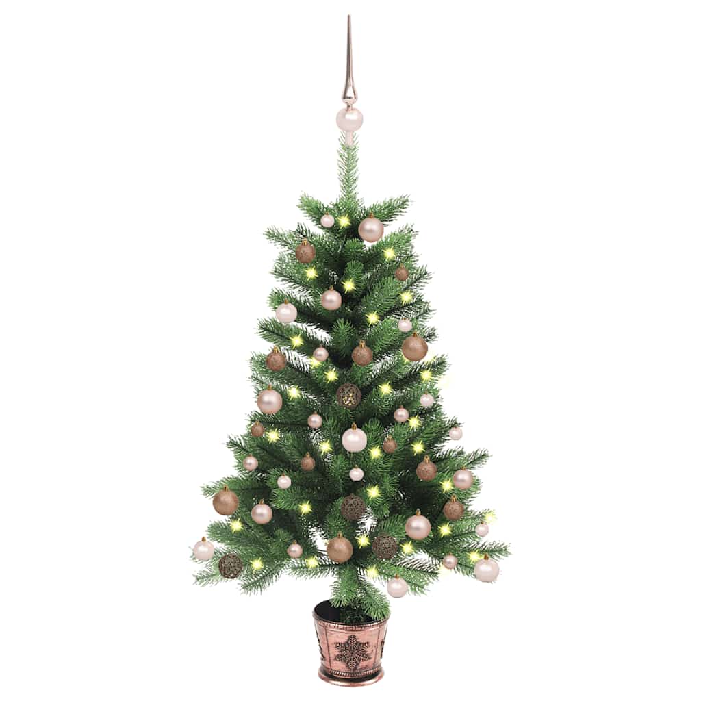 kunstigt juletræ med lys og kuglesæt 65 cm grøn